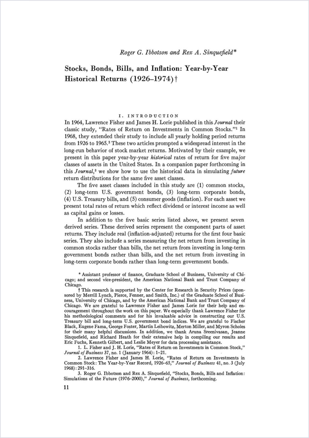 1976 年美国第一版 SBBI 年报